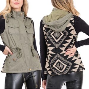 BOHO CHIC Aztec Back Utility Vest